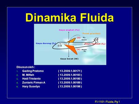 Dinamika Fluida Disusun oleh : Gading Pratomo ( )