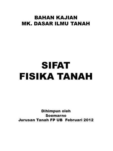 Jurusan Tanah FP UB Februari 2012