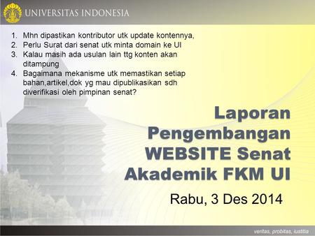 Laporan Pengembangan WEBSITE Senat Akademik FKM UI