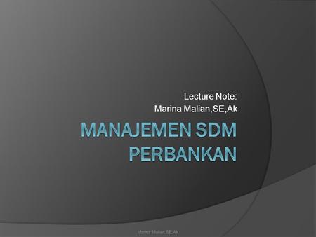 Manajemen SDM Perbankan