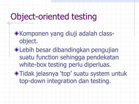 Object-oriented testing