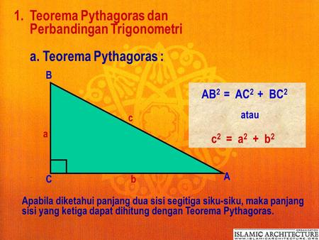 Teorema Pythagoras dan Perbandingan Trigonometri