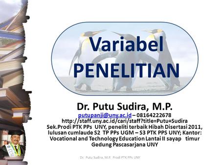 Dr. Putu Sudira, M.P. Prodi PTK PPs UNY