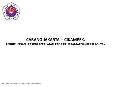 CABANG JAKARTA – CIKAMPEK. PERHITUNGAN LEASING PERALATAN PADA PT