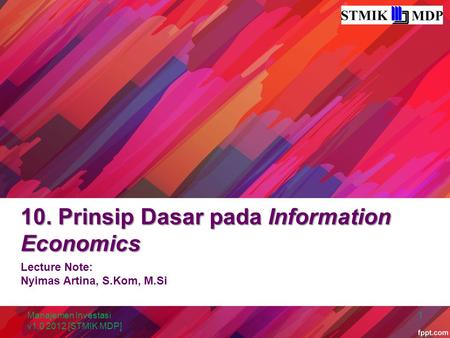 10. Prinsip Dasar pada Information Economics