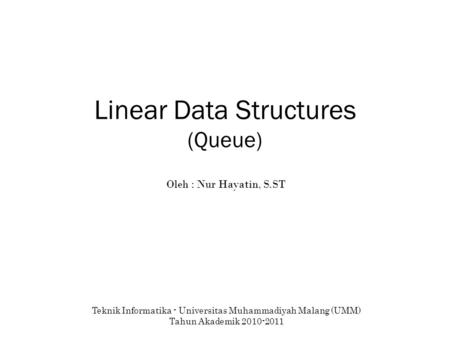Linear Data Structures (Queue)