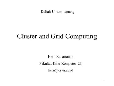 Cluster and Grid Computing