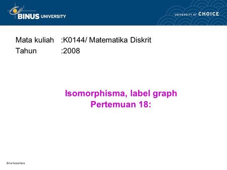 Isomorphisma, label graph Pertemuan 18: