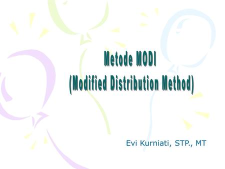 (Modified Distribution Method)