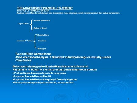THE ANALYSIS OF FINANCIAL STATEMENT