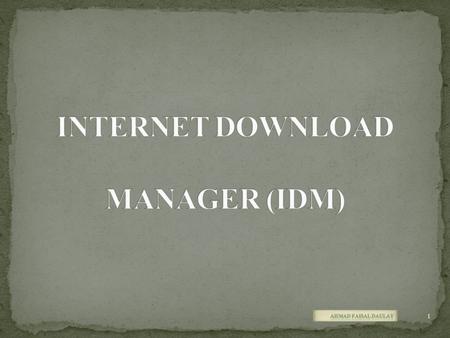 INTERNET DOWNLOAD MANAGER (IDM)
