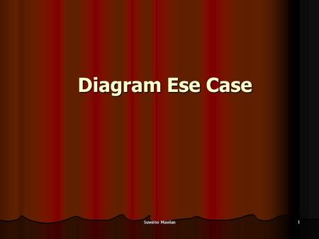 Suwirno Mawlan 1 Diagram Ese Case. Suwirno Mawlan 2 Diagram Use Case Use case = serangkaian skenario yang menggambarkan interaksi antara user dan sistem.