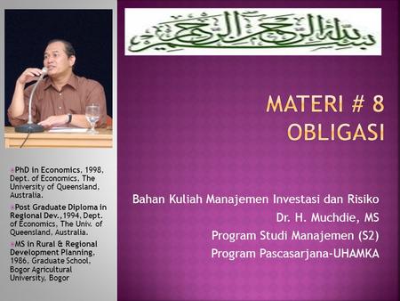 MATERI # 8 Obligasi Bahan Kuliah Manajemen Investasi dan Risiko