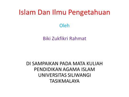 Islam Dan Ilmu Pengetahuan