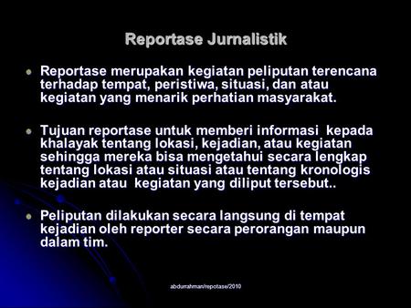 Reportase Jurnalistik