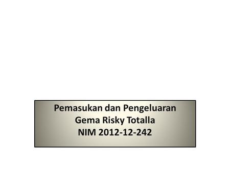 Pemasukan dan Pengeluaran Gema Risky Totalla NIM 2012-12-242.