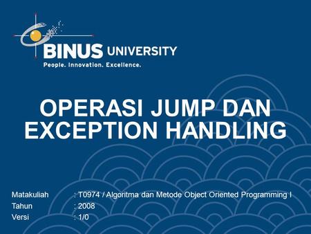 OPERASI JUMP DAN EXCEPTION HANDLING