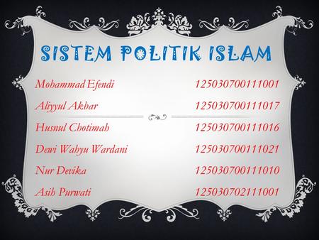 Sistem Politik Islam Mohammad Efendi