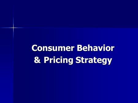 Consumer Behavior & Pricing Strategy