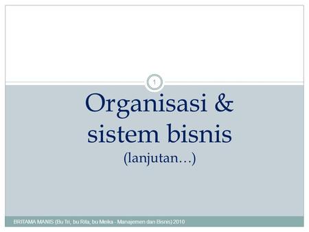 Organisasi & sistem bisnis (lanjutan…)