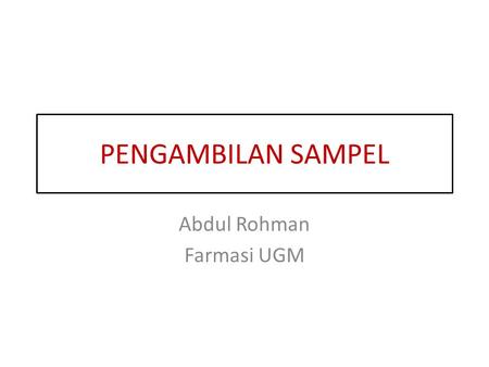 Abdul Rohman Farmasi UGM