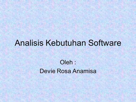 Analisis Kebutuhan Software