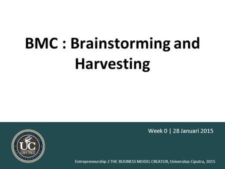 BMC : Brainstorming and Harvesting