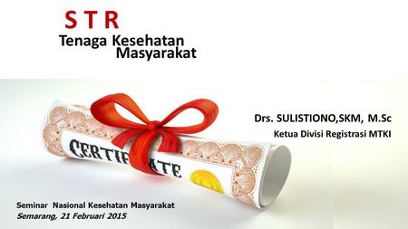 S T R Tenaga Kesehatan Masyarakat Drs. SULISTIONO,SKM, M.Sc