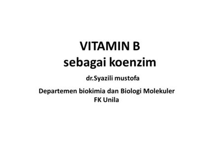 VITAMIN B sebagai koenzim