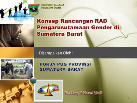 Konsep Rancangan RAD Pengarusutamaan Gender di Sumatera Barat