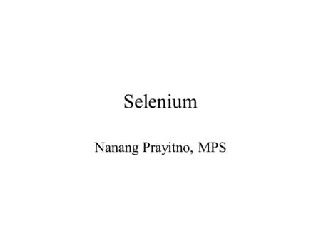 Selenium Nanang Prayitno, MPS.