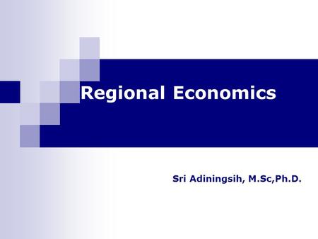 Regional Economics Sri Adiningsih, M.Sc,Ph.D..