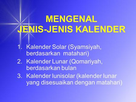 MENGENAL JENIS-JENIS KALENDER