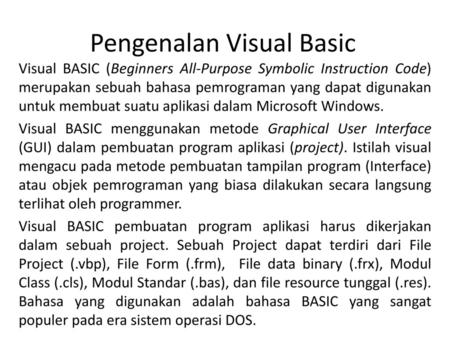 Pengenalan Visual Basic