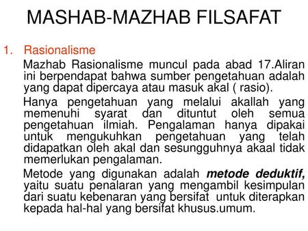 MASHAB-MAZHAB FILSAFAT