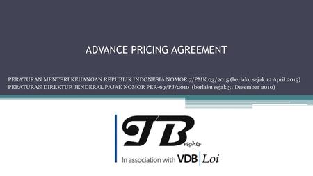 ADVANCE PRICING AGREEMENT