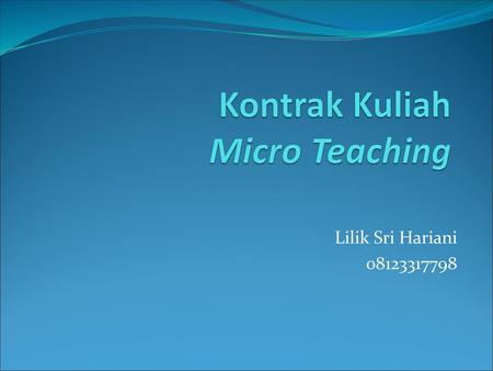 Kontrak Kuliah Micro Teaching