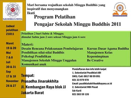 Program Pelatihan Pengajar Sekolah Minggu Buddhis 2011