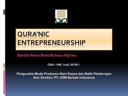 Qura’nic Entrepreneurship