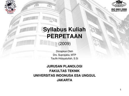 Syllabus Kuliah PERPETAAN (2009)