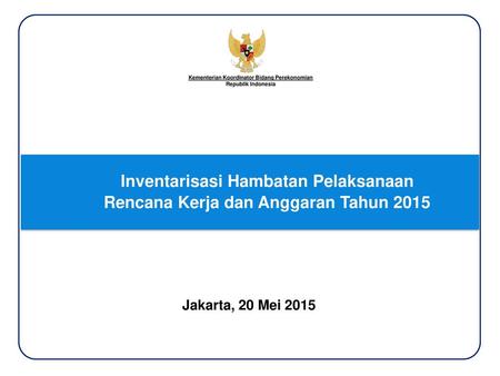 Inventarisasi Hambatan Pelaksanaan Rencana Kerja dan Anggaran Tahun 2015 Jakarta, 20 Mei 2015.