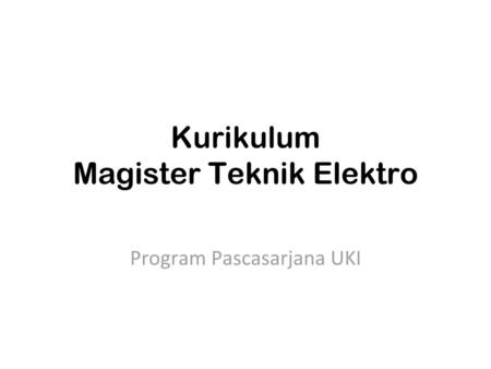 Kurikulum Magister Teknik Elektro