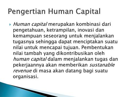 Pengertian Human Capital
