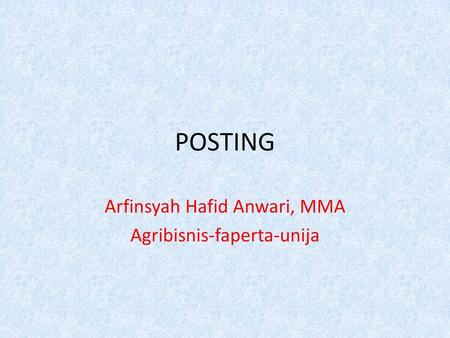 Arfinsyah Hafid Anwari, MMA Agribisnis-faperta-unija