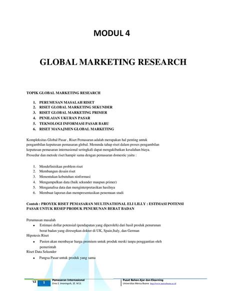GLOBAL MARKETING RESEARCH