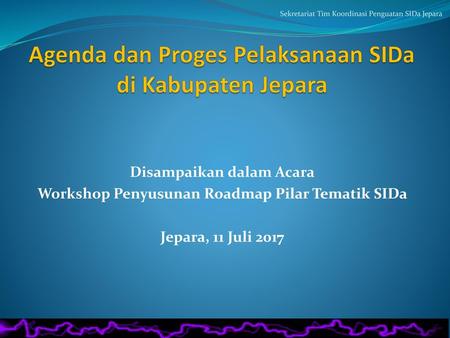 Agenda dan Proges Pelaksanaan SIDa di Kabupaten Jepara