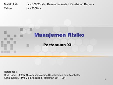 Manajemen Risiko Pertemuan XI