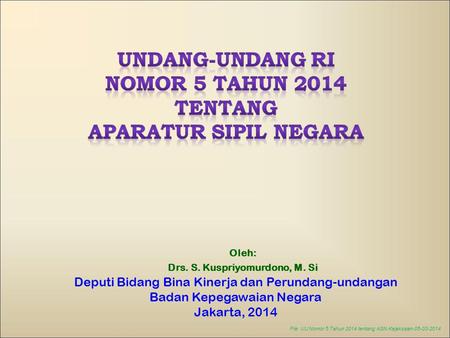 TENTANG APARATUR SIPIL NEGARA Drs. S. Kuspriyomurdono, M. Si