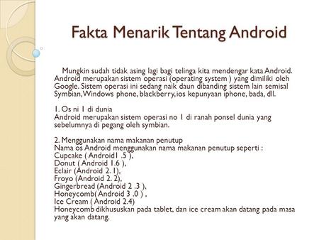 Fakta Menarik Tentang Android