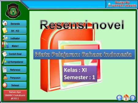 Resensi novel Mata Pelajaran: Bahasa Indonesia Kelas : XI Semester : 1.